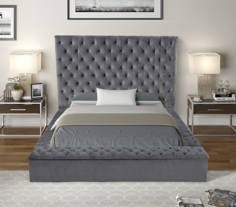 GFD Home - Nora Full Size Tufted Upholstery Storage Bed made with Wood in Gray - GreatFurnitureDeal