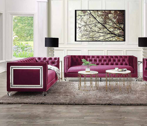 Acme Furniture - Heibero 2 Piece Living Room Set in Burgundy - 56895-96 - GreatFurnitureDeal