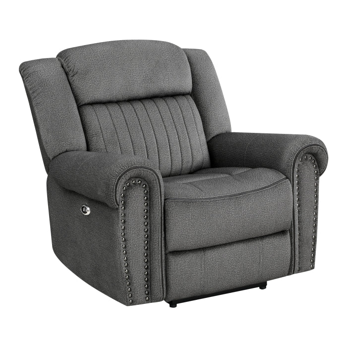 Homelegance - Brennen Power Reclining Chair in Charcoal - 9204CC-1PW - GreatFurnitureDeal