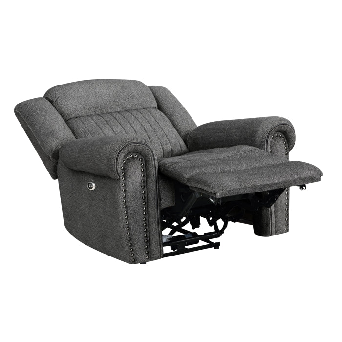 Homelegance - Brennen Power Reclining Chair in Charcoal - 9204CC-1PW - GreatFurnitureDeal