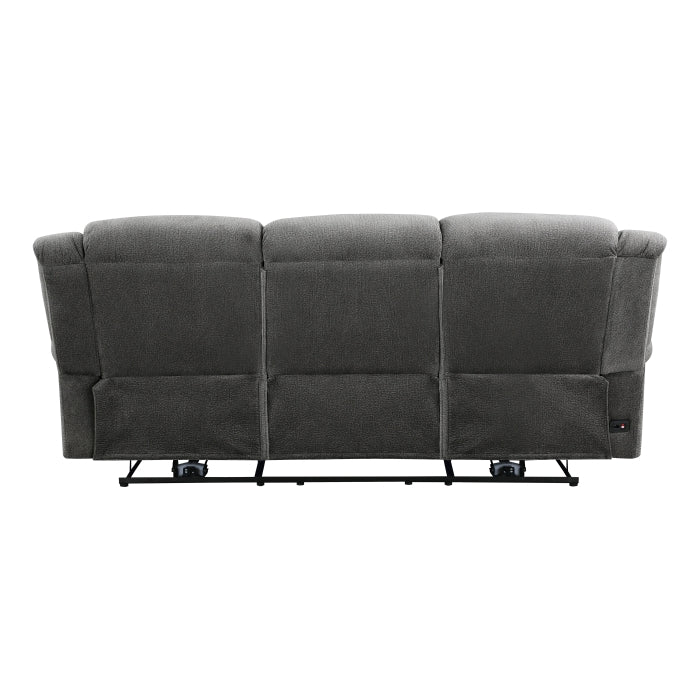 Homelegance - Brennen Power Double Reclining Sofa in Charcoal - 9204CC-3PW - GreatFurnitureDeal