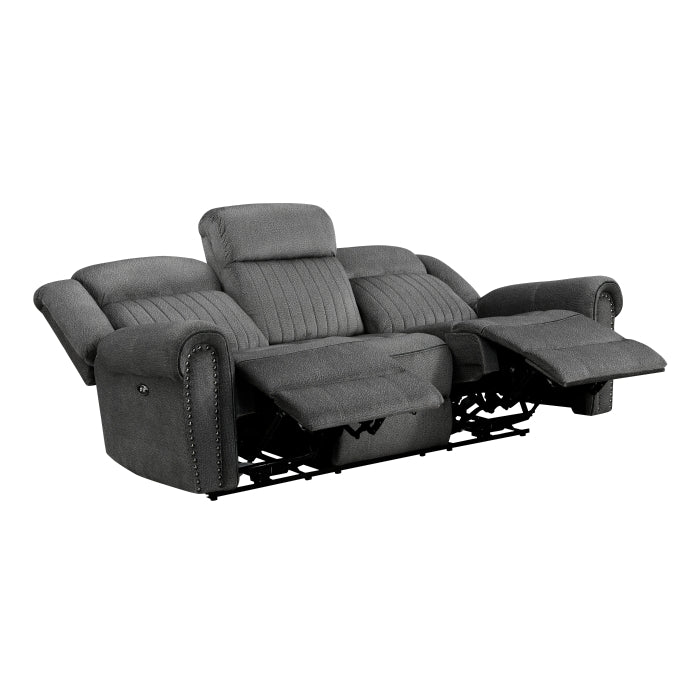 Homelegance - Brennen Power Double Reclining Sofa in Charcoal - 9204CC-3PW