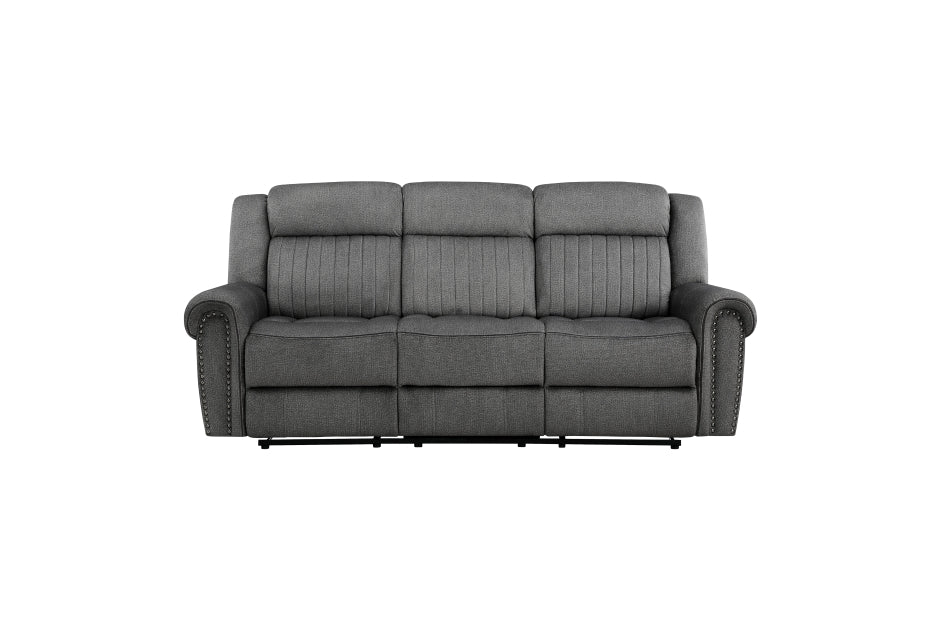 Homelegance - Brennen Double Reclining Sofa in Charcoal - 9204CC-3 - GreatFurnitureDeal