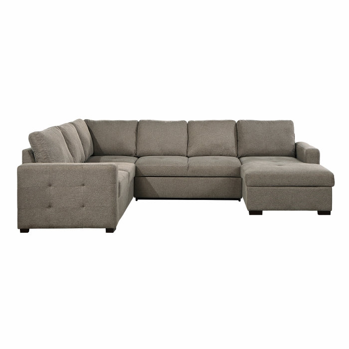 Homelegance - Elton 3-Piece Sectional with Pull-out Bed and Right Chaise with Hidden Storage in Brown - 9206BR*33LRC - GreatFurnitureDeal