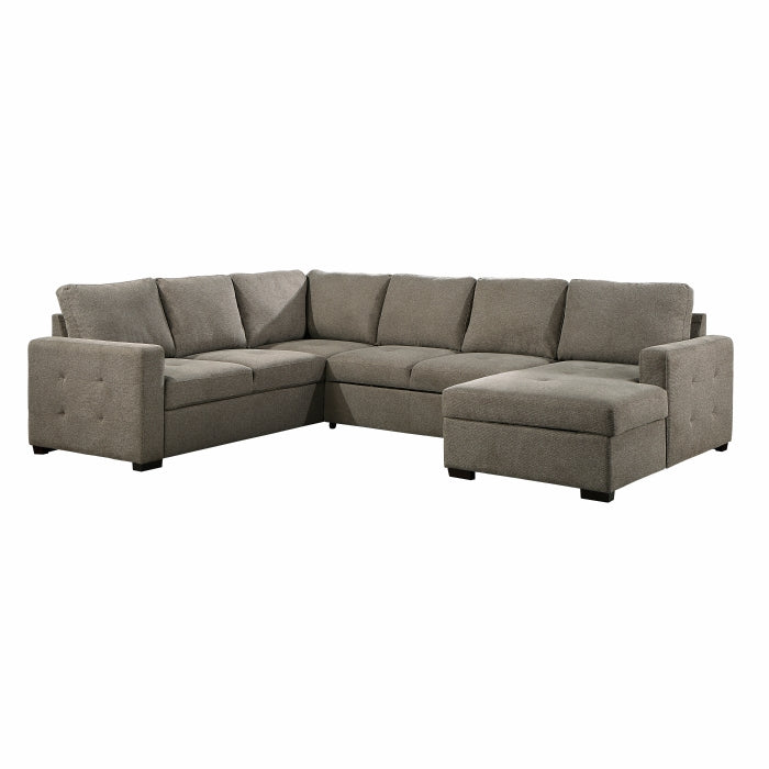 Homelegance - Elton 3-Piece Sectional with Pull-out Bed and Right Chaise with Hidden Storage in Brown - 9206BR*33LRC - GreatFurnitureDeal