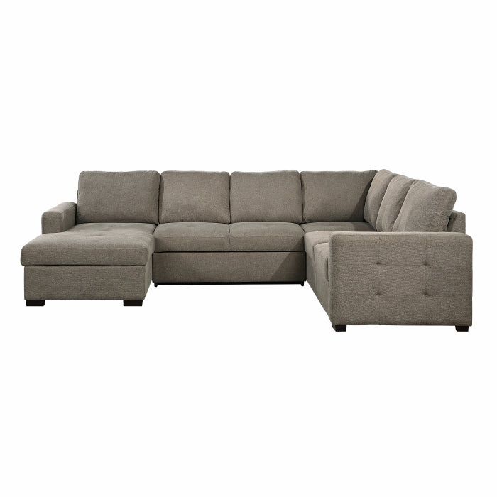 Homelegance - Elton 3-Piece Sectional with Pull-out Bed and Left Chaise with Hidden Storage in Brown - 9206BR*3LC3R