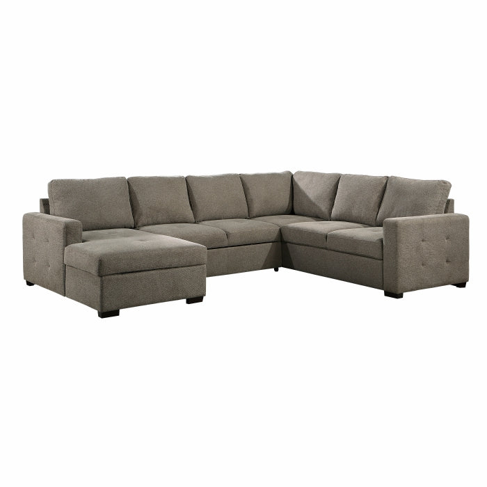 Homelegance - Elton 3-Piece Sectional with Pull-out Bed and Left Chaise with Hidden Storage in Brown - 9206BR*3LC3R