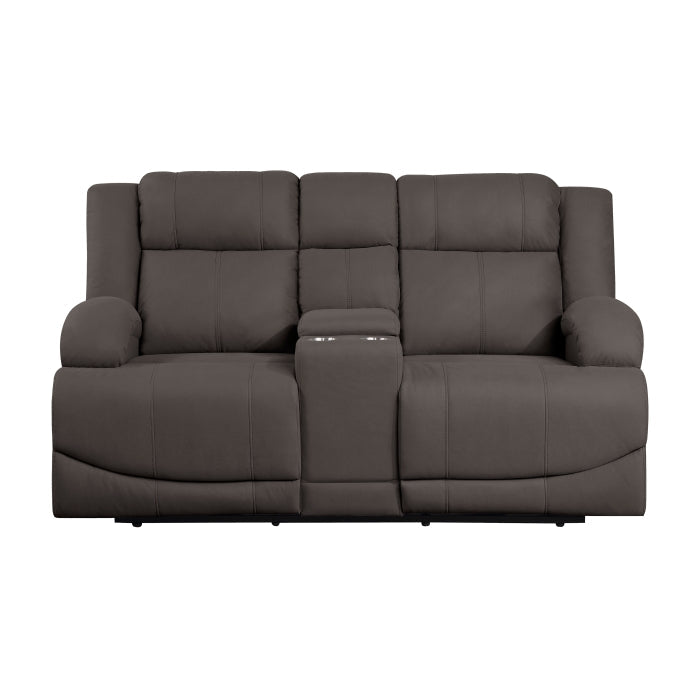 Homelegance - Camryn Power Double Reclining Love Seat with Center Console in Chocolate - 9207CHC-2PW
