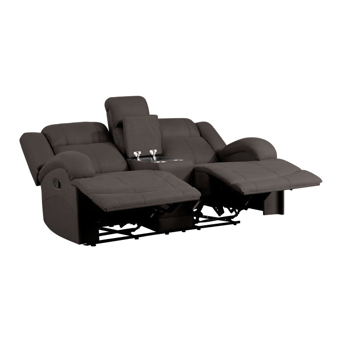 Homelegance - Camryn Double Reclining Loveseat with Center Console in Chocolate - 9207CHC-2