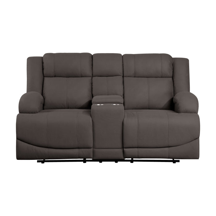 Homelegance - Camryn Double Reclining Loveseat with Center Console in Chocolate - 9207CHC-2