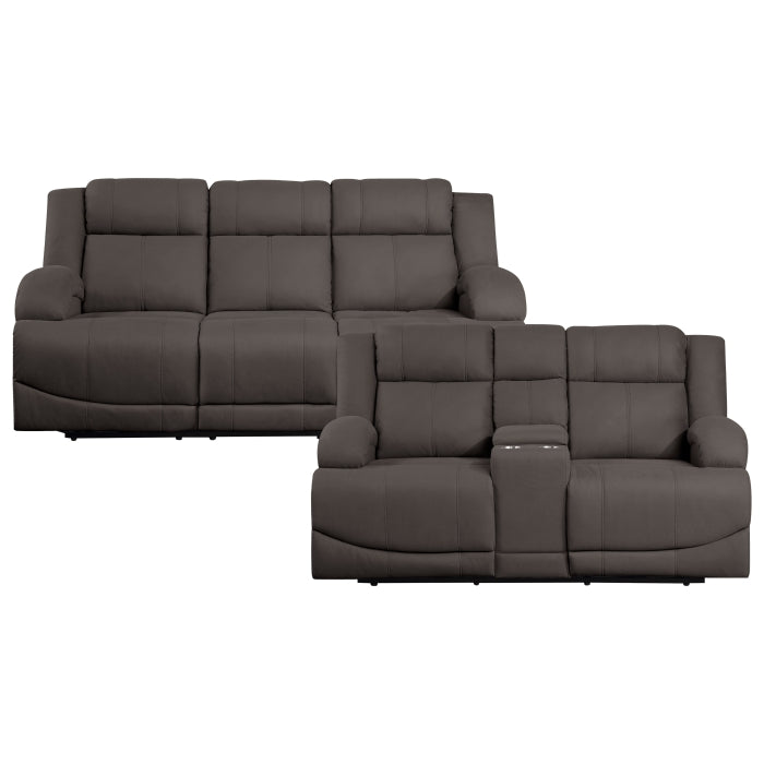 Homelegance - Camryn 2 Piece Power Double Reclining Sofa Set in Chocolate - 9207CHC*2PW