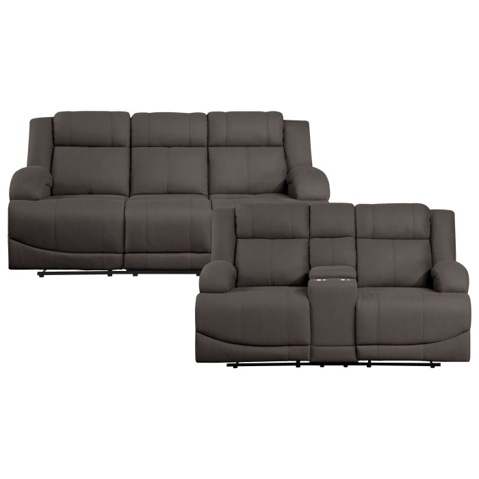 Homelegance - Camryn 2 Piece Double Reclining Sofa Set in Chocolate - 9207CHC*2