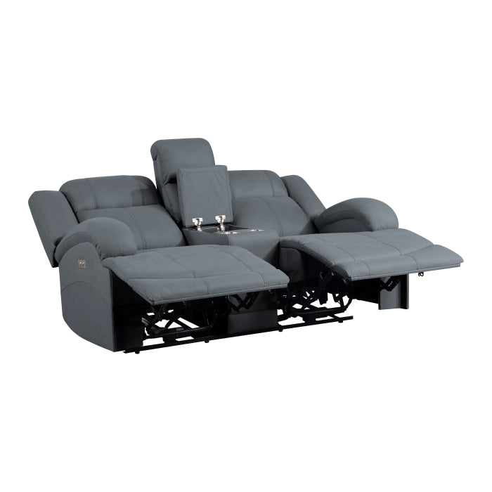 Homelegance - Camryn 2 Piece Power Double Reclining Sofa Set in Graphite Blue - 9207GPB*2PW