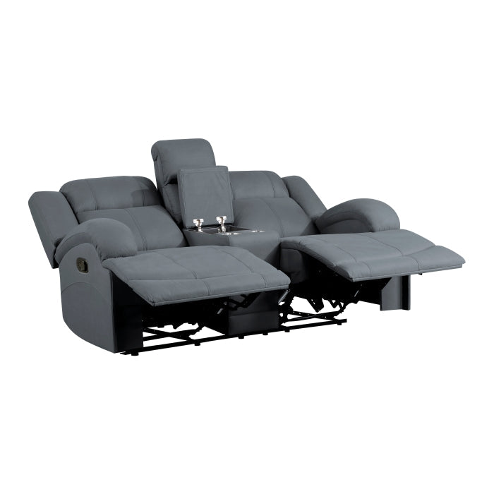 Homelegance - Camryn Double Reclining Loveseat with Center Console in Graphite Blue - 9207GPB-2