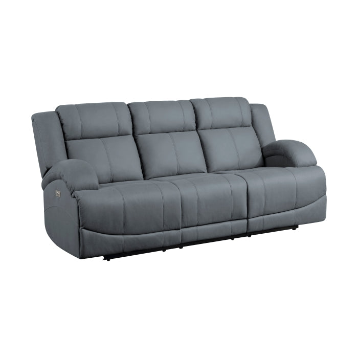 Homelegance - Camryn 2 Piece Power Double Reclining Sofa Set in Graphite Blue - 9207GPB*2PW - GreatFurnitureDeal