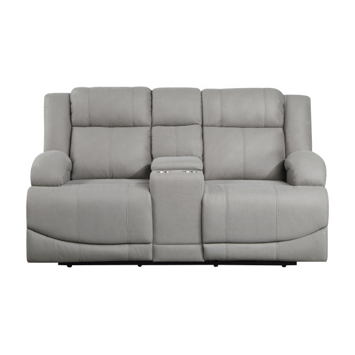 Homelegance - Camryn Power Double Reclining Loveseat with Center Console in Gray - 9207GRY-2PW