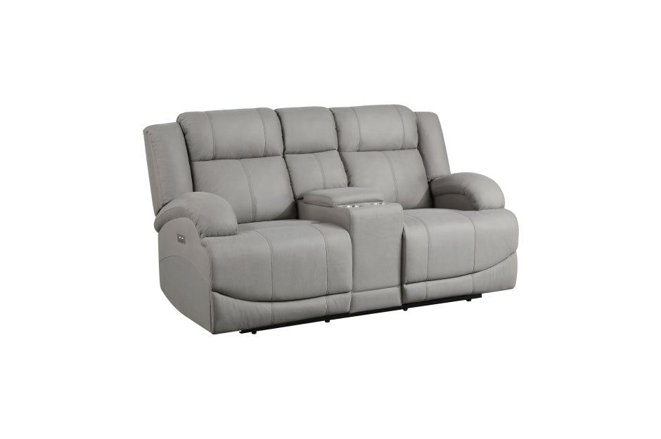 Homelegance - Camryn Power Double Reclining Loveseat with Center Console in Gray - 9207GRY-2PW - GreatFurnitureDeal