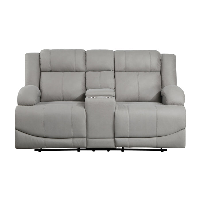 Homelegance - Camryn Double Reclining Loveseat with Center Console in Gray - 9207GRY-2