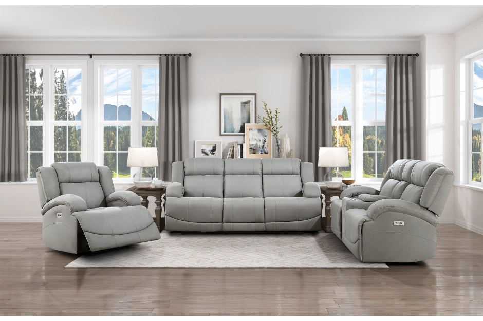 Homelegance - Camryn 3 Piece Power Double Reclining Living Room Set in Gray - 9207GRY*3PW