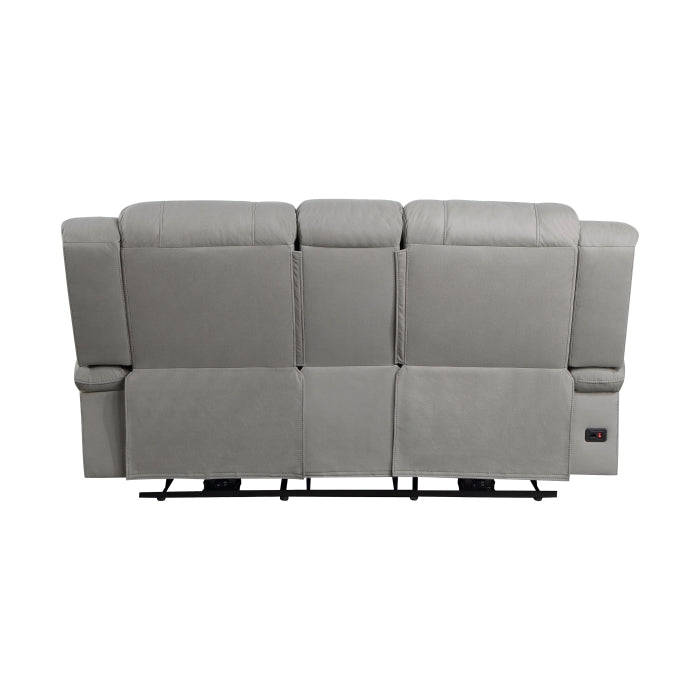 Homelegance - Camryn Power Double Reclining Loveseat with Center Console in Gray - 9207GRY-2PW