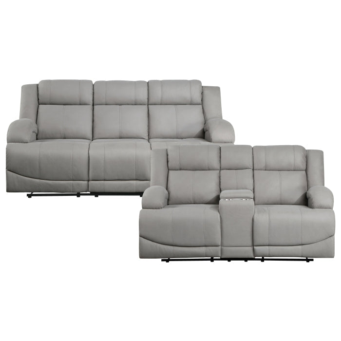 Homelegance - Camryn 2 Piece Double Reclining Sofa Set in Gray - 9207GRY*2 - GreatFurnitureDeal