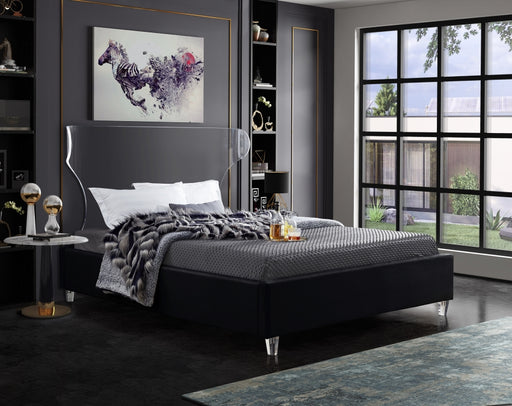 Meridian Furniture - Ghost Velvet King Bed in Black - GhostBlack-K - GreatFurnitureDeal
