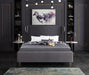 Meridian Furniture - Ghost Velvet Queen Bed in Grey - GhostGrey-Q - GreatFurnitureDeal