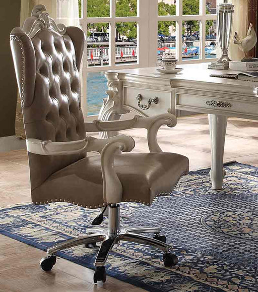 Acme Furniture - Versailles Executive Chair with Swivel & Lift, Vintage Gray PU & Bone White - 92277 - GreatFurnitureDeal