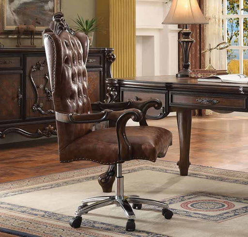 Acme Furniture - Versailles Executive Chair with Swivel & Lift, 2-Tone Light Brown PU & Cherry Oak - 92282 - GreatFurnitureDeal