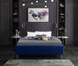 Meridian Furniture - Ghost Velvet Queen Bed in Navy - GhostNavy-Q - GreatFurnitureDeal