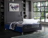Meridian Furniture - Ghost Velvet Queen Bed in Navy - GhostNavy-Q - GreatFurnitureDeal