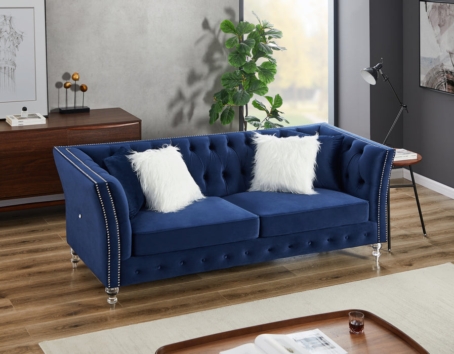 GFD Home - L8085B Two-seat + three-seat sofa navy blue - GreatFurnitureDeal