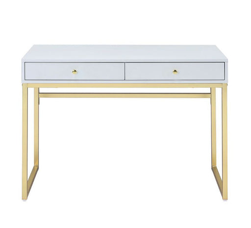 Acme Furniture - Coleen White & Brass Desk - 92312 - GreatFurnitureDeal