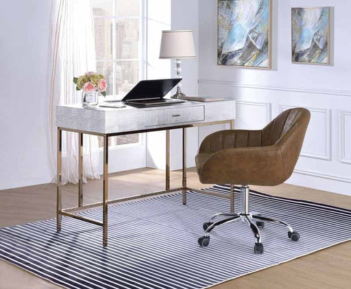 Acme Furniture - Piety Silver PU & Champagne Vanity Desk - 92425 - GreatFurnitureDeal
