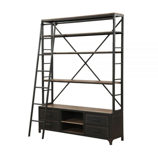 Acme Furniture - Actaki Bookshelf & Ladder in Sandy Grey - 92433 - GreatFurnitureDeal