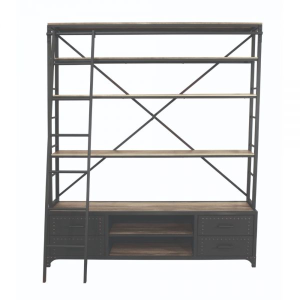 Acme Furniture - Actaki Bookshelf & Ladder in Sandy Grey - 92436 - GreatFurnitureDeal