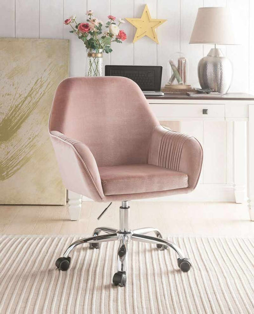 Acme Furniture - Eimer Peach Velvet & Chrome Office Chair - 92504