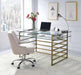 Acme Furniture - Shona Antique Gold & Clear Glass Desk - 92535