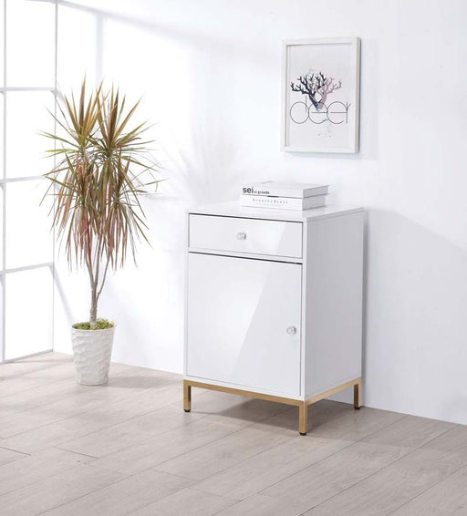 Acme Furniture - Ottey White High Gloss & Gold Cabinet - 92543 - GreatFurnitureDeal