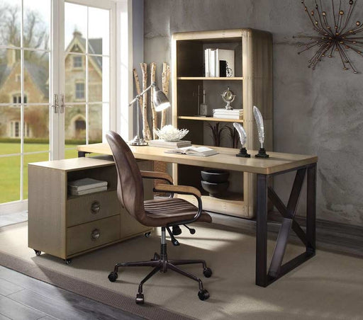 Acme Furniture - Jennavieve Gold Aluminum 2 Piece Office Writing Desk Set - 92550-2SET