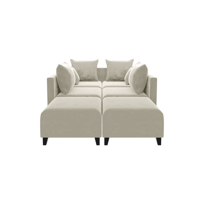 GFD Home - Sectional Sofa,U-shaped sofa with 6 Pillows for Living Room,Velvet  for bedroom, livingroom Beige - GreatFurnitureDeal