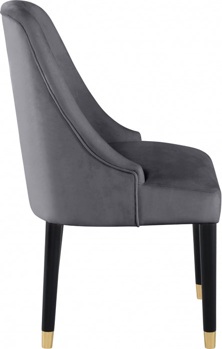 Meridian Furniture - Omni Velvet Dining Chair Set of 2 in Grey - 923Grey-C - GreatFurnitureDeal