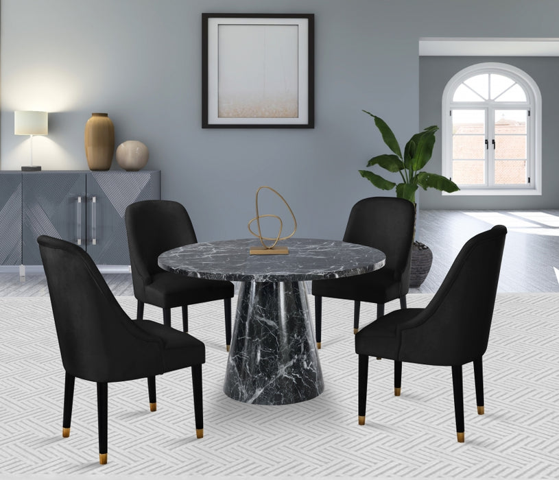 Meridian Furniture - Omni Velvet Dining Chair Set of 2 in Black - 923Black-C - GreatFurnitureDeal
