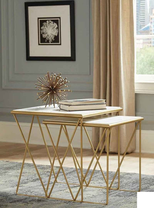 Coaster Furniture - White Marble Nesting Table - 930075 - GreatFurnitureDeal
