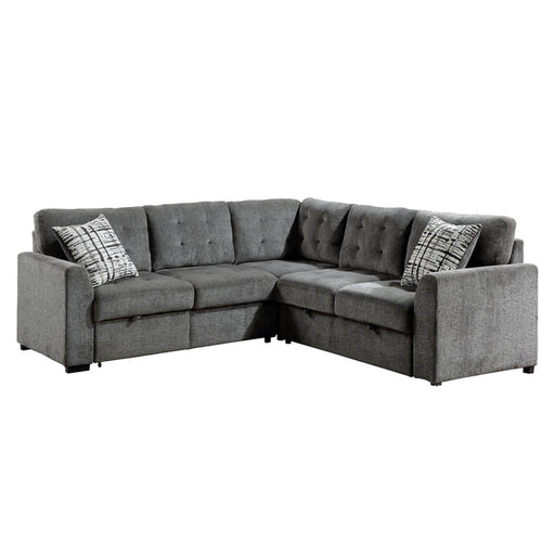 Homelegance - Lanning 3-Piece Sectional with Pull-out Bed and Pull-out Ottoman in Gray - 9311GY*SC - GreatFurnitureDeal