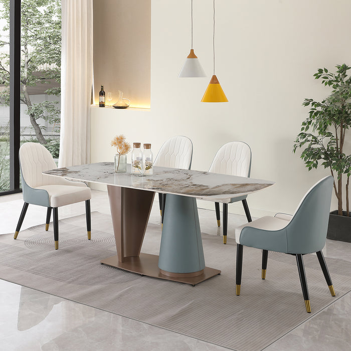 GFD Home - 71" Pandora color sintered stone dining table with 6 pcs Chairs