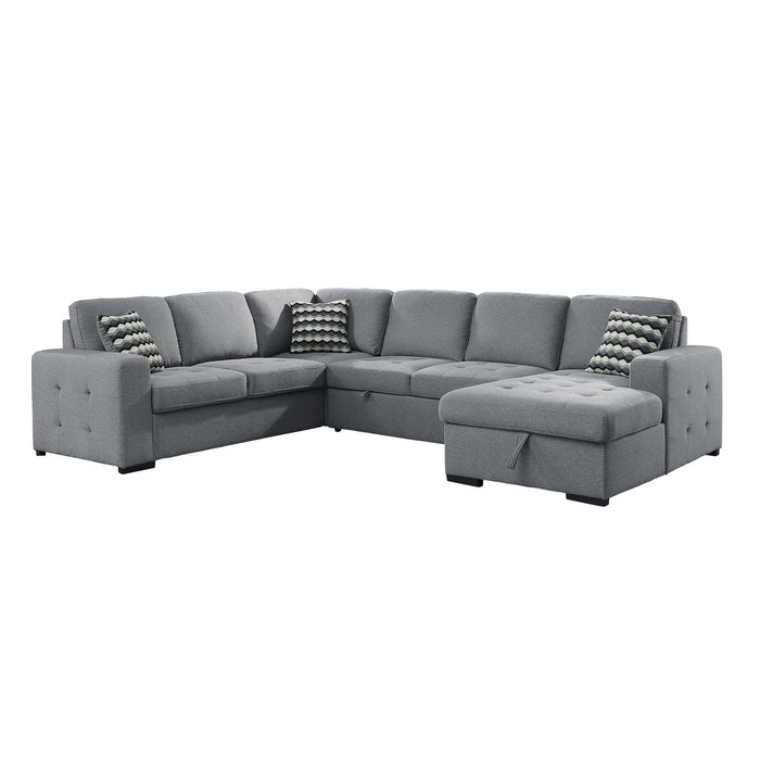Homelegance - Solomon 4-Piece Sectional with Pull-out Bed and Hidden Storage - 9313GY-42LRC - GreatFurnitureDeal