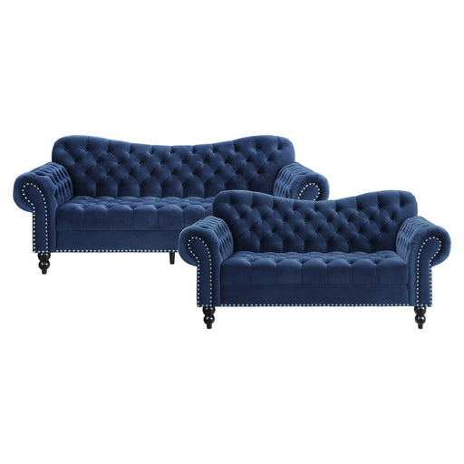 Homelegance - Rosalie 2 Piece Sofa Set in Navy Blue - 9330BU*2 - GreatFurnitureDeal