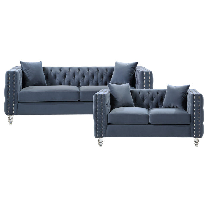 Homelegance - Orina 2 Piece Living Room Set in Blue - 9349DBU*2 - GreatFurnitureDeal