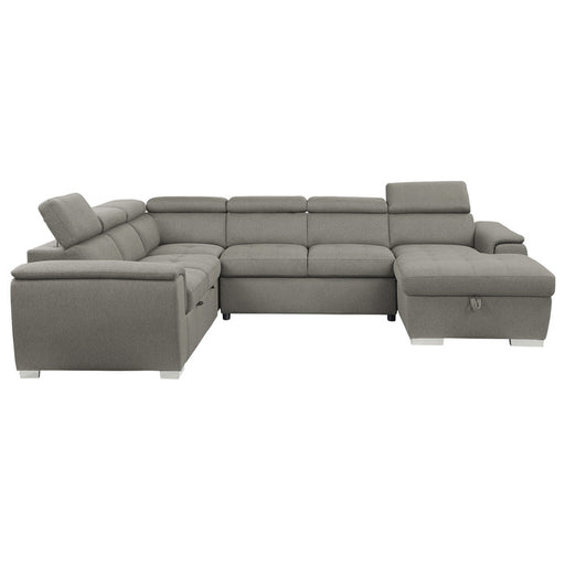 Homelegance - Berel 4-Piece Sectional with Pull-out Bed and Adjustable Headrests in Brown - 9355BR*42LRC - GreatFurnitureDeal